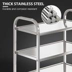 Heavy Duty Stainless Steel Utility cart，Industrial Serving cart with Wheels, 3 Shelf 360°Rotation Storage Trolley with Locking Wheels 500 lbs Capacity，1MM Thick 33.5 * 17.4 * 35.4' L*W*H.