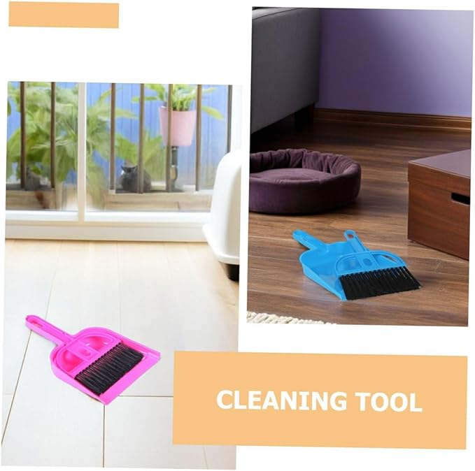 Alipis 10pcs Mini Broom and Dustpan Set for Small Animal Cage Cleaning, Handheld Pet Broom and Pet Dustpan in Bright Rose Red and Bright Blue for Hamsters, Hedgehogs, Guinea Pigs,