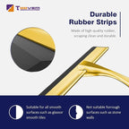 TOOVEM 12 Inch Shower Squeegee for Glass Doors, Window, Bathroom, Car Windshield, Shower Cleaning Tools with S Hook, Square Sticky Hook（Gold）