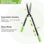23-30" Telescoping Hedge Clippers, Extendable Garden Shears for Trimming Hedges, Shrubs & Bushes, Manual Hedge Shears with Adjustable Blade Tension for Yard Landscaping