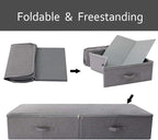 39.4X16.9X7“ Under The Bed Shoes Clothing Bedding Storage Organizer Containers with Lid, Dust-proof & Foldable Washable, Durable Plastic Board in Boxes, Dark Gray