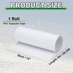 PATIKIL Awning Repair Tape 8m x 30cm Waterproof Canvas Tape High Adhesive Tear Repair Patch Kit for PVC Tarpaulin Tent Awning Fabric RV Sail Boat Cover, White (11.81" x26.24ft)