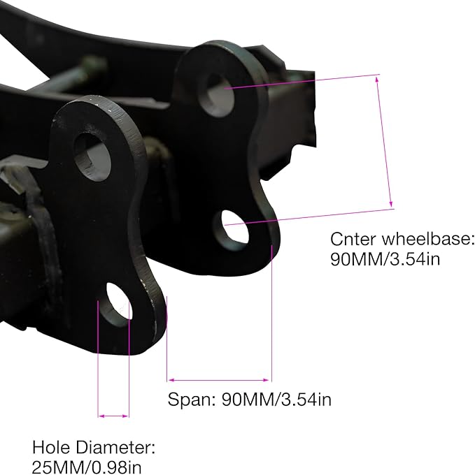 Small Digger Rake, Mini Excavator Rake, Backhoe Attachment, for 1T to 1.5T Excavators, 90MM/3.54in Span, 25MM/0.98in Hole Diameter, 90MM/3.54in Central Wheelbase