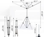 Outdoor Drying Rack with 4-arm Telescopic Aluminum Drying Rack Fixed with Ground Nails, 28 Drying Ropes, 65 Feet Large Capacity Windproof Rotating Umbrella Style Clothes Drying Rack
