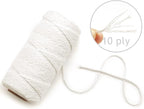 Anvin 984 Feet Cotton Twine Natural Jute Twine Packing Twines Bakers Twine Beige Twine Wrapping Butchers Baking Arts and Crafts Gardening(Pack of 3, 10 Ply 2mm Thick)