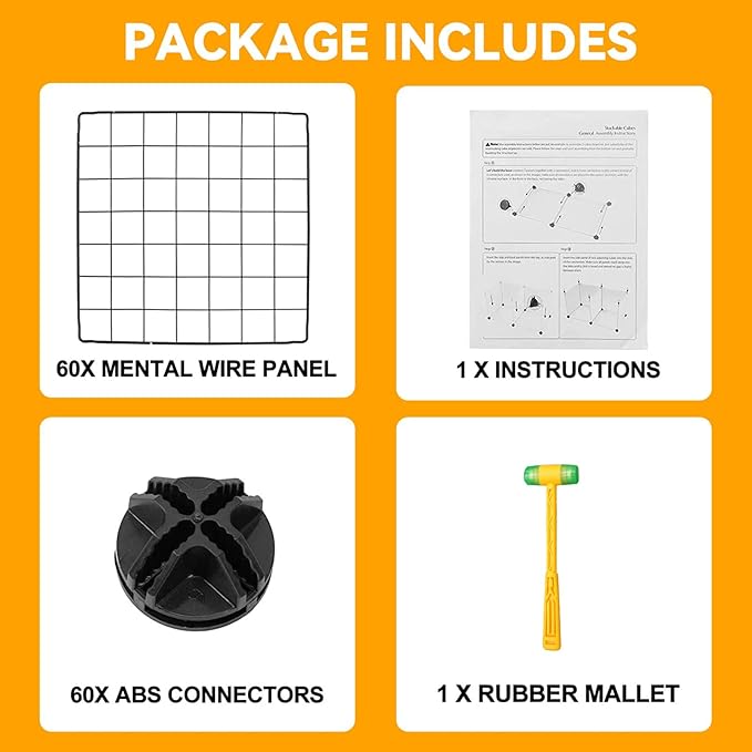 HUBSON Wire Cube Storage Organizer, Book/Toy/Craft/Potted Plants and petCloset Organizers and Storage Shelves, 16-Cube Freely Combinable Metal Grids Storage Shelf,Black Iron