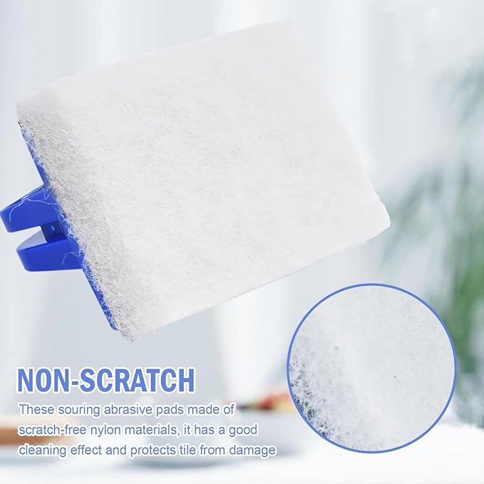 YoleShy Shower Scrubber Non-Scratch Bathtub Scrubber Heavy Duty Scrub Pad with Handle for Bathroom Tile Bathtubs Shower Tile Sink Pool Tile Spas (Blue)
