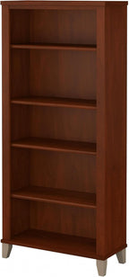 Bush Furniture WC81765 Bookcase, Bookshelf, Large Book Living Room, Home Office, or Entryway, Tall 5 Shelf, Hansen Cherry