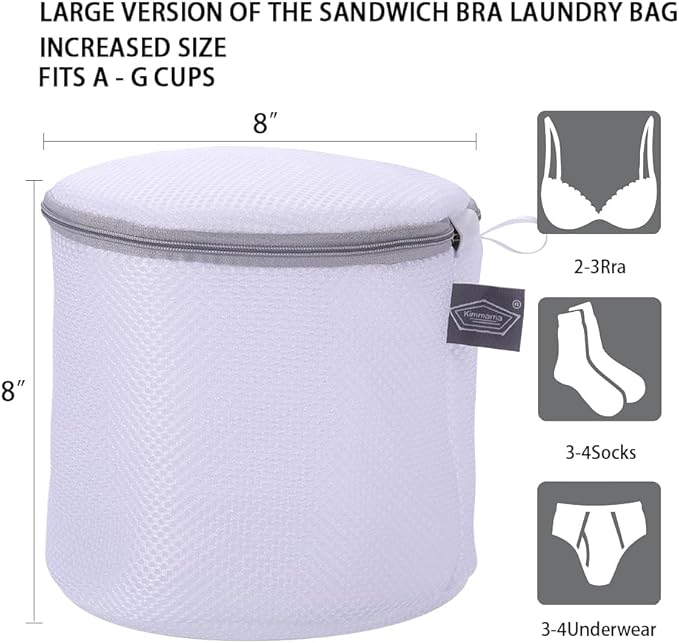 Kimmama Laundry Bags Mesh Wash Bags, Large Bra Washing Bag for Laundry, Net Washer Sack with Zipper, Lingerie Pouch for Cleaning and Drying Underwear, Delicates, Brassiere, Bralette, Undergarment