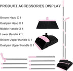 Pink Broom with Dustpan Combo Set, 51" Long Handle Household Cleaning Tool, Ideal Broom and Dustpan Set for Pet Hair and Home Use