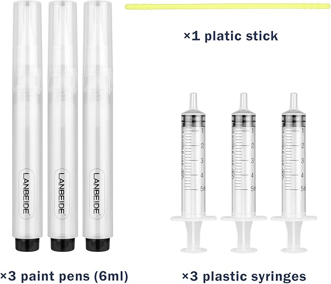 LANBEIDE Refillable Touch Up Paint Pens, 3Pcs Paint Brush Pens for Walls Repair, Furniture Repair Kit for Drywall, Wood Floors, Cabinets, Windows, Doors, Desks 6ML
