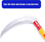 1pce 440mm/17.32in Carbon Steel Billhook Brush Clearing Sickle for Grass,Weeding Tools for Garden,Curved Sawtooth Sickle,Machete Axe for Cutting Trees,Steel Blade Knife in Hand