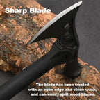 DOOM BLADE Camping Hatchet Axe with Hammer,Tomahawk Viking Nylon Sheath,Forged High Carbon Steel,Portable Camping Axe for Outdoor Splitting Wood,Hunting Survival