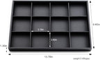 Oirlv Black Leather Jewelry Display Tray 12 Grid Jewelry Drawer Organizer Bracelet Bangle Organizer Independent Storage