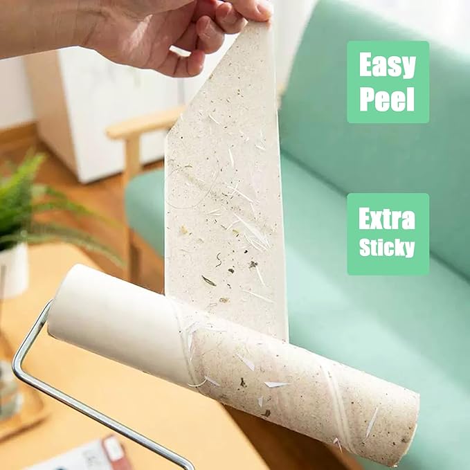8.7 inch Lint Roller Refills Only, Compatible with Mammoth Lint Roller, Extra Large Sticky Roller Refill 5 Rolls, 60 Sheets per Roll, Total 300 Sheets, Perfect for Pets (8.7'' Wide)