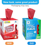 GLIMGLINT Red Microfiber Cleaning Cloth, 100 Pack Cleaning Rags, Lint-Free, Ultra Absorbent Reusable Paper Towels for Home, Kitchen, Car, Garage or Shop, Dish Rags, 11" x 9"