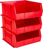 Hudson Exchange 11" x 11" x 5" (3 Pack) Plastic Stackable Storage Bin and Hanging Container, Red