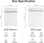 Honeycomb Lingerie Bags with Hanging Loop- 2Pack MDSXO Mesh Laundry Bags for Washing Delicates, White Wash Bags for Lingerie, Baby Clothes [1Medium+ 1Large]