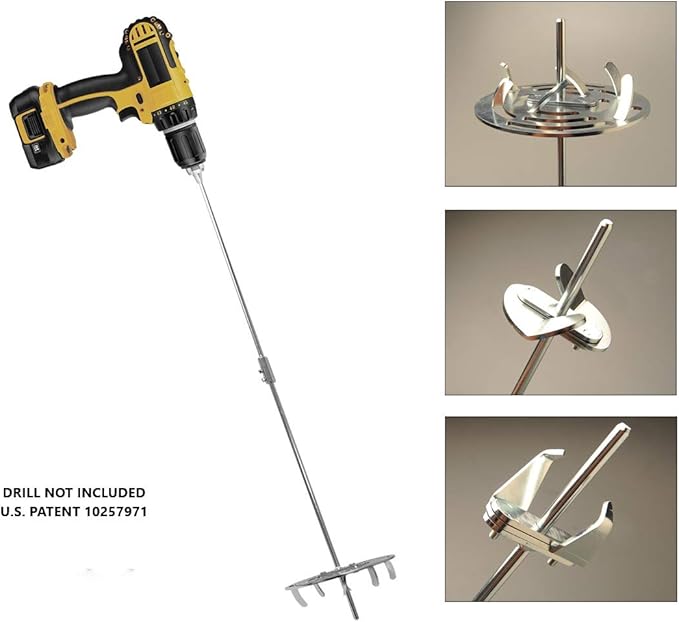 Drill Till, 3 in 1, Smartest Gardening Tools for Weeding, Tilling and Bulb Planting| Includes Hole Digger for Plants, Weeding Tool, 2 Rods & Tiller for Gardening| Use with Cordless Drill/Screwdriver