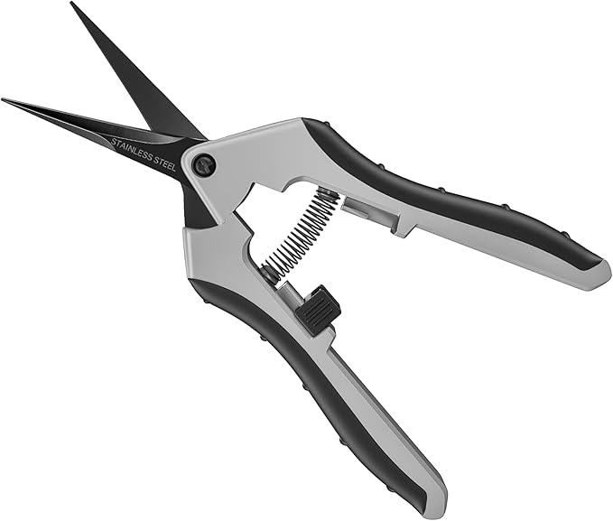 6.5" Ultra Sharp Pruning Shears - Professional Garden Scissors with Straight Stainless Steel Blades, Ergonomic Handle, Rust Resistant, Safety Lock, Trimming Scissors for Plants in Grow Tents,1-Pack