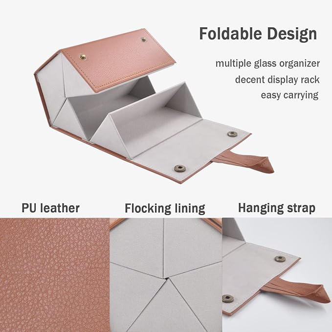 Kenpal Sunglasses Storage Organizer Holder Foldable Travel Case with 5 Slot Compartments for Multiple Glasses