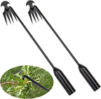 2pack Weed Puller Tool,Garden Weed Tool,Portable Garden Weeder Tool,Uprooting Weeding Tool,4 Teeth Manganese Steel,Forged Hand Weeder for Vegetable Garden Backyard Farm Planting Weeding(Painted Black)