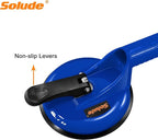 SOLUDE 2 Pack Glass Suction Cups,Aluminium Heavy Duty Vacuum Handle Glass Holder for Lifting Large Glass/Window/Tiles/Mirror/Granite/Floor Gap Fixer/Windshield Removal & Install Tool,Blue