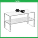 Metal Stackable Expandable Storage Shelf - Multi-Functional Home Storage Shelf, Suitable for Kitchen, Cabinet，Bathroom, Office, Garage, etc.（3PACKS/White/Large