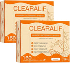 CLEARALIF Laundry Detergent Sheets (320 Loads), Orange,Great For Travel,Apartments, Dorms,CLEARALIF Laundry Detergent Strips Eco Friendly & Hypoallergenic (80 Count, Pack of 2)
