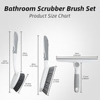 3 Pack Heavy-Duty Scrub Brush Set, Grout Brush, Shower Squeegee, Shower Cleaning Brush with Non-Slip Grip and Stiff Bristles Scrub Brushes for Cleaning Bathroom, Kitchen, Tile, Grout, Tub, Floor, Sink