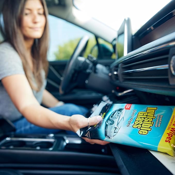 Invisible Glass 90161-2PK Large Glass Cleaning Wipes for Streak-Free Windows, Mirrors, and Glass, Lint-Free, Ammonia-Free, Tint-Safe, for Home and Auto, Flat Pack, 28 Wipes, Pack of 2