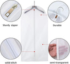 MsKitchen 12 Pack Shirt Garment Bags (24x36") - Dustproof Short Suit Covers - Durable PEVA Closet Bags with Sturdy Zipper for Blouses, Jackets, Sweaters & T-Shirts (Translucent)