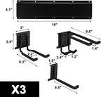 Mayouko 48 Inches Garage Tool Storage Rack, Garage Garden Storage Organizer Wall Mount, 16" x 3 Racks, Yard Shovel Rack Holder for Hanging Landscaping Equipment, Ladders, Adjustable Hook
