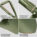 Camping Shovel, 18.5'' Digging Shovel Portable Ergonomic High Carbon Steel Folding Shovel for All Occasions Outdoor Camping Hiking Garden (Green/Silver)
