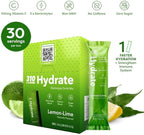 310 Nutrition Sugar Free Electrolytes Powder - Instant Hydration Packets for Daily Fluid Balance - Caffeine-Free Rehydration Drink Mix w/Vitamins, Low Calorie & Keto Friendly - Lemon Lime 30 Singles