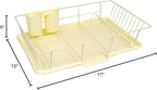 Sweet Home Collection Space-Saving 3-Piece Dish Drainer Rack Set: Efficient Kitchen Organizer for Quick Drying and Storage - Includes Cutlery Holder and Drainboard - Maximize Countertop Space, Yellow