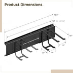 Heavy Duty Garage Organizer Tool Organizer Wall Mount, Iron Metal Hooks Set 6 Pcs, Black Adjustable Dual Hooks, Ideal for Saving Space, Supports 16 in Stud Spacing