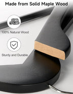 StorageWorks Black Wooden Hangers 30 Pack, Heavy Duty Wood Hangers for Closet, Clothes Hangers for Coats, Shirts, Pants, Suits