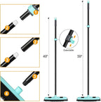 Rubber Broom Carpet Rake for Pet Hair Removal, Fur Remover Broom with 59" Telescoping Long Handle, Pet Hair Broom with Squeegee for Carpet, Hardwood Floor, Tile