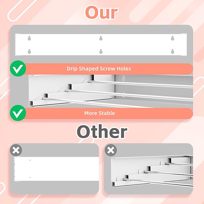 Wall Mounted Drying Rack for Laundry 19.8'', Folding Drying Rack Clothing Wall Mount with 3 Rods, Space Saving for Indoor Outdoor Bathroom Balcony (White, 19.8'')