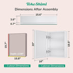 TokeShimi 16x20 Recessed Medicine Cabinet with Mirror Aluminum, Tempered Frameless Bathroom Mirror with Storage Adjustable, White Surface Mount Medicine Cabinet for Bathroom Farmhouse