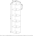 Furinno Pasir 5-Tier Corner Open Shelf Bookcase, French Oak