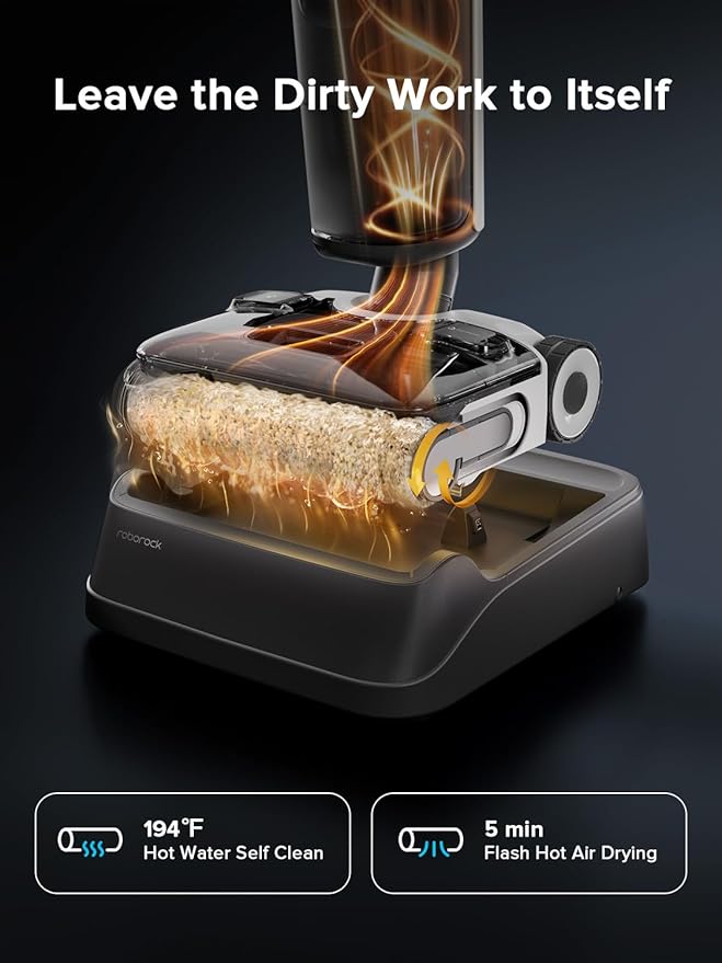 roborock F25 ACE Wet Dry Vacuum Cleaner, Cordless Vacuum Mop All in One for Hard Floor, 20000Pa Hardwood Floor Cleaner with Zero Tangle, 194°F Hot Air Flash Drying Electric Mop, 180° Lie Flat, WiFi