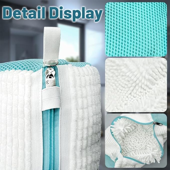 XXL Shoe Washing Machine Bag, Laundry Shoe Bag for Washer and Dryer, Laundry Shoe Bag Protect Sneaker, Running Shoes, Bras, Delicates and Toys, Includes 2 Shoes (White 2 Pack)