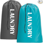 Sylfairy Laundry bags, 2 Pack Travel Laundry Bag for Dirty Clothes with Drawstring, Heavy Duty Laundry Bag for Traveling Camping, Easy Fit a Laundry Hamper or Basket Travel Essentials