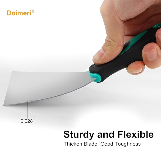 6 Pack Putty Knife, 1” 1.5” 2” 3” 4” 5” Spackle Knives, Premium Stainless Steel Paint Scraper, Perfect Tools for Repairing Drywall, Removing Wallpaper, Applying Mud or Plaster