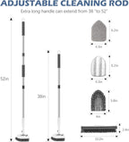 SetSail 4-in-1 Tile Tub Floor Scrubber with 52-inch Long Adjustable Handle Shower Cleaner Brush with V-Shaped Grout Brush and 3 Replacement Brush Heads for Bathroom Kitchen Walls Tub Tile, White Grey