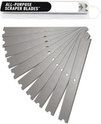 Unger 12” Professional All-Purpose Scraper Replacement Blades, 10 Pack, Dual-Sided Adhesive Cleaning Supplies for Windows, Glass, Floors, Paint, Stickers, Gum Removal