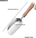 GREBSTK 13.2IN Hand Large Capacity Stainless Steel Ice Scoop Soil Shovel Stainless Steel Gardening Trowel for Ice Machines, Buckets, Dog Food, Flour, and Canisters – Ideal for Bar, Garden, Parties