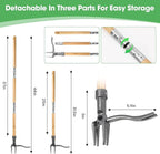 Weed Puller-Stand Up Weed Puller Tool,Adjustable 44-31.5" Bamboo Handle with Heavy Duty 4-Claw Cast Steel Head - Foot Step Design, No Bending Required - Garden & Yard Weeder